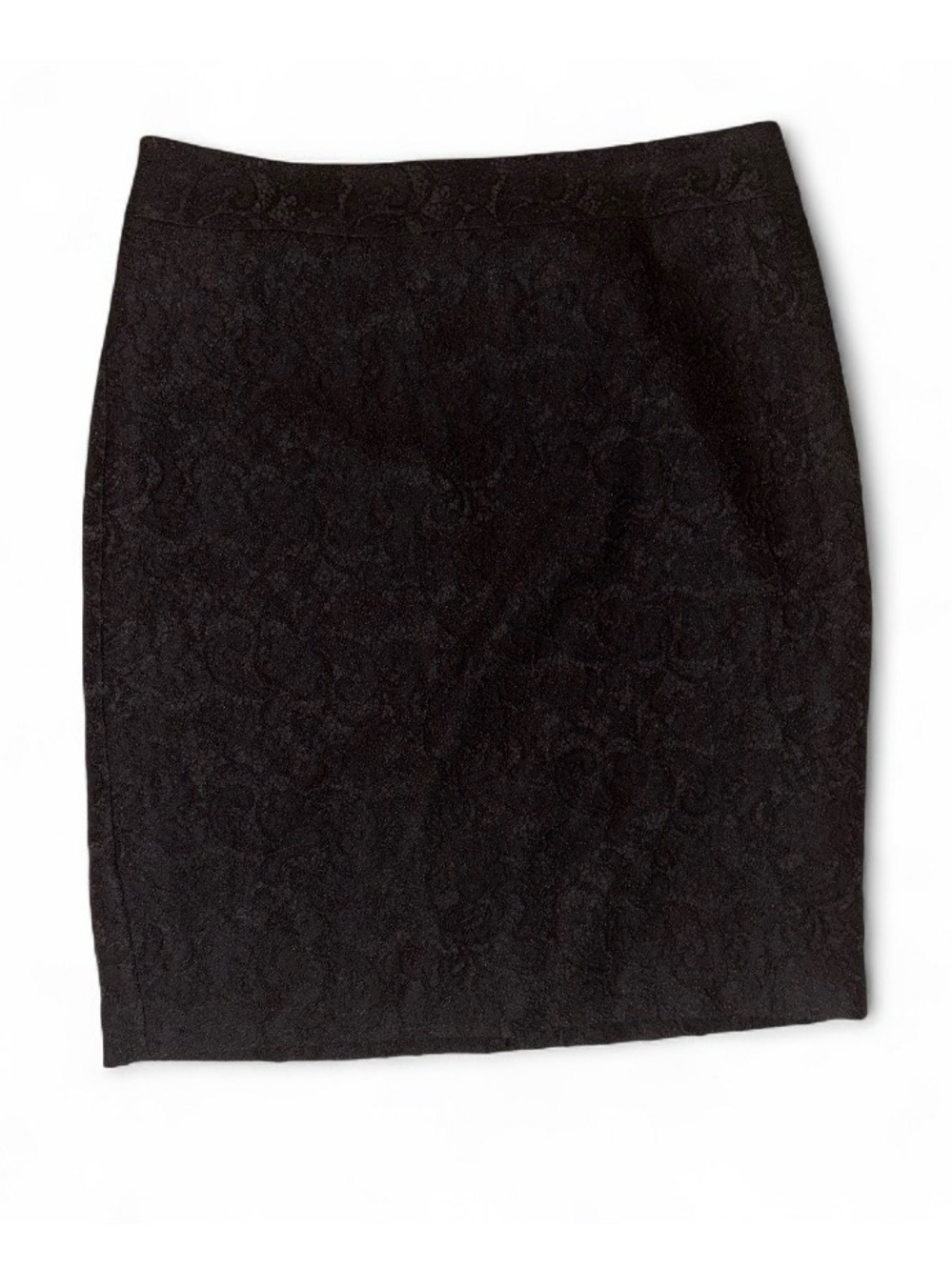Ann Taylor Black Lace-Textured Pencil Skirt